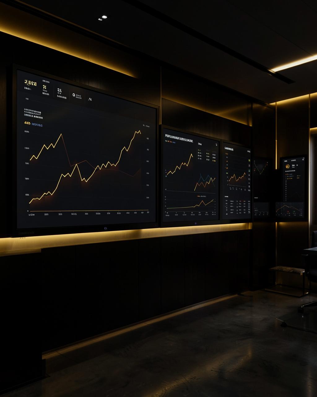 Performance marketing analytics displayed in a strategy room